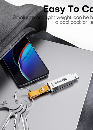 Kodak K133 Chiavetta USB 3.1 64 GB 128 GB 256 GB 512 GB Velocità di lettura 120 MB/s Corpo in metallo Fascia in pelle USB3.1 Pen Drive per PC e HD-TV