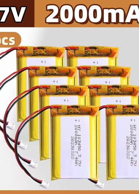 🐰 103450 3.7V 2000mAh Batteria ricaricabile ai polimeri di litio PH 2.0mm Spina a 2 pin per fotocamera Navigatore GPS Capacità MP5 - riparo82