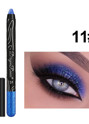 12 Colors Long-lasting Glitter Eyeshadow Pencil Pigment Blue Brown Black Eyeliner Pen Women Fashion Shimmer Eye Shadow Makeup - Riparo82