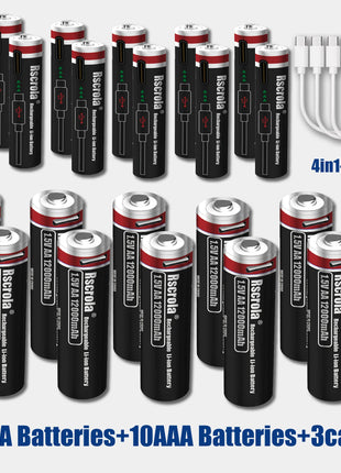 Batterie ricaricabili AA12000mAh AAA 8000mAh ad alta capacità Batterie ricaricabili AA agli ioni di litio Batteria AAA con cavo USB-C - riparo82