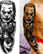 1 Sheet Full Arm Evil Witch Vampire Temporary Tattoos Sleeve Halloween Scary Skull Tatoo Waterproof Horrible Fake Tattoo Sticker - Riparo82