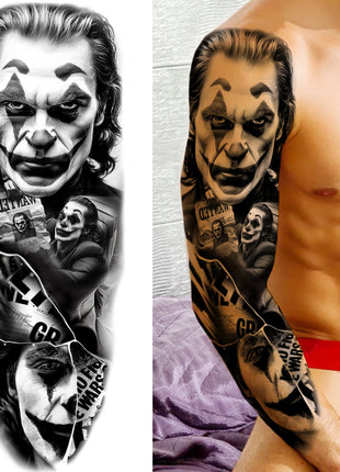 1 Sheet Full Arm Evil Witch Vampire Temporary Tattoos Sleeve Halloween Scary Skull Tatoo Waterproof Horrible Fake Tattoo Sticker - Riparo82