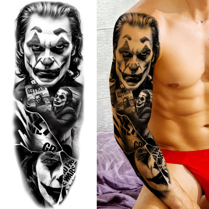 1 Sheet Full Arm Evil Witch Vampire Temporary Tattoos Sleeve Halloween Scary Skull Tatoo Waterproof Horrible Fake Tattoo Sticker