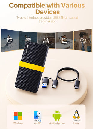 KODAK X200 Disco rigido SSD esterno USB3.1 Type-C Mini SSD portatile 256B 512GB 1TB per laptop Smartphone PS4 PC TV