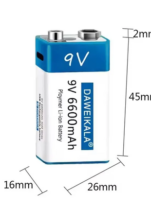 Nuova batteria ricaricabile veloce agli ioni di litio da 9 V 6600 mah Teyt-c Interfaccia USB batteria 9 V multimetro microfono al litio Giocattolo + cavo - riparo82