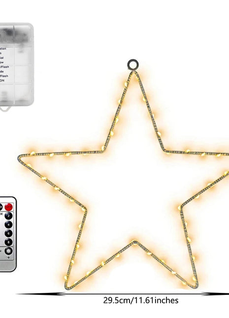 1 stringa di luci a stella a cinque punte, luci a stella a LED, luci a stella decorative con 8 modalità di illuminazione/decorazioni natalizie con timer