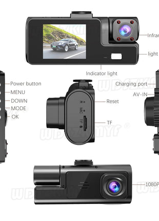 3Camera Dash Cam For Car Camera 1080P Video Recorder WIFI Car DVR 2lens Front Rear View Camera Night Vision Car Accessories - Riparo82