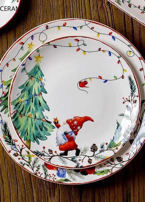 Squisito piatto in ceramica decorazione natalizia piatto da pranzo sano sottosmalto colore piatto da insalata accessori per la tavola da cucina - riparo82