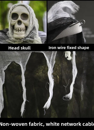 Halloween Outdoor Decoration Skull Gauze Hanging Ghost Skull Pendant Bar Haunted House Secret Room Scene Layout Horror Props - Riparo82