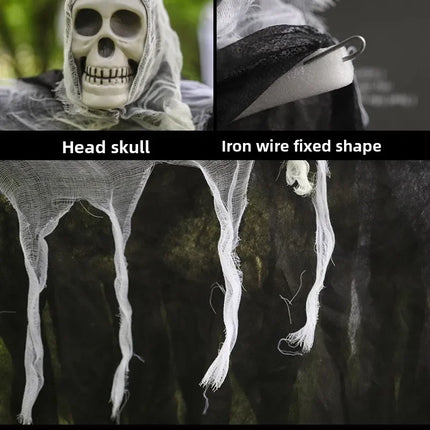 Halloween Outdoor Decoration Skull Gauze Hanging Ghost Skull Pendant Bar Haunted House Secret Room Scene Layout Horror Props