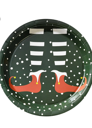 Piatti di buon Natale Babbo Natale Albero di Natale alce Piatti di carta rotondi usa e getta da 9 pollici Forniture per feste di Natale Decorazioni da tavola - riparo82