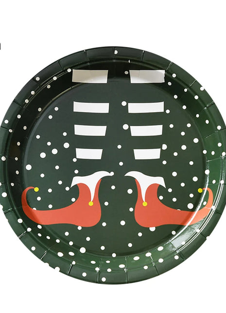 Piatti di buon Natale Babbo Natale Albero di Natale alce Piatti di carta rotondi usa e getta da 9 pollici Forniture per feste di Natale Decorazioni da tavola - riparo82