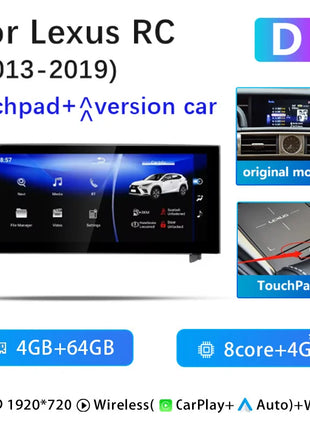 AutoRadio Android14 Wireless Carplay Car For Lexus IS RC 200 250 300 350 200T 300h Multimedia Player Navigation GPS Stereo Audio - Riparo82