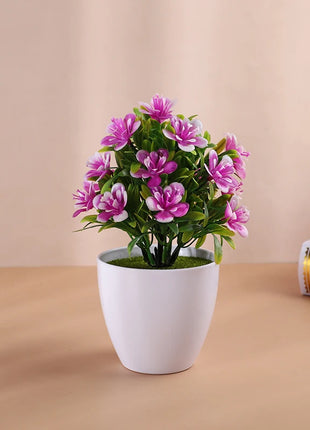 1pc Artificial Potted Plant Small Bonsai Flowers Pot Simulated Tree Ornaments Wedding Home Hotel Office Table Decor Fake Plants