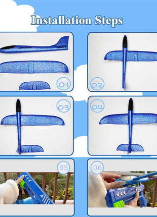 Bambini 24/34 cm Schiuma Aereo Lanciatore Giocattolo da esterno per Ragazzi Sport Catapulta Gioco Bambini Ragazza Compleanno Regali di Natale - riparo82