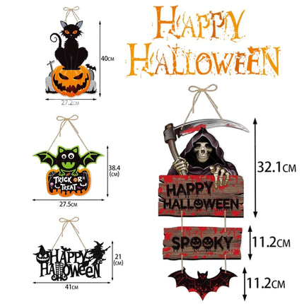 Halloween Door Hanging Decorations Horror Pumpkin Ghost Bat Paper Hanging Ornaments Halloween Party Decorations