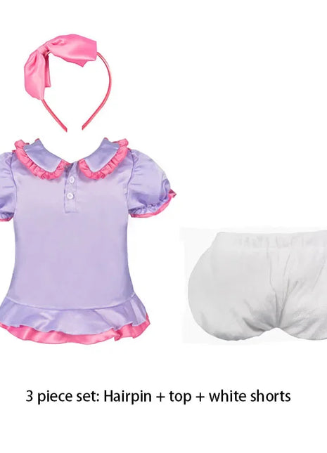 Anime Paperino Daisy Costumi Cosplay Ragazzi Ragazze Prom Wear Bambini Compleanno Carnevale Festa Vestire Stage Prop Abiti per bambini carini