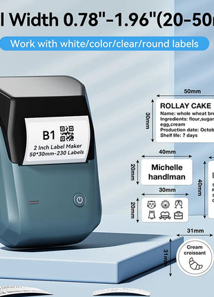 Mini Label Thermal Printer Niimbot B1 Portable Self-Adhesive Printer For Stickers Round Labels Rolls UV Tag Bluetooth Printer - Riparo82