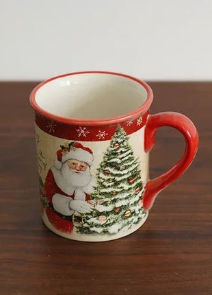 Piatti in ceramica a tema natalizio Set di stoviglie per la cena Colore Sottosmalto Processo Caffè Zuppa Tazza Ciotola Piatto da bistecca di Babbo Natale - riparo82