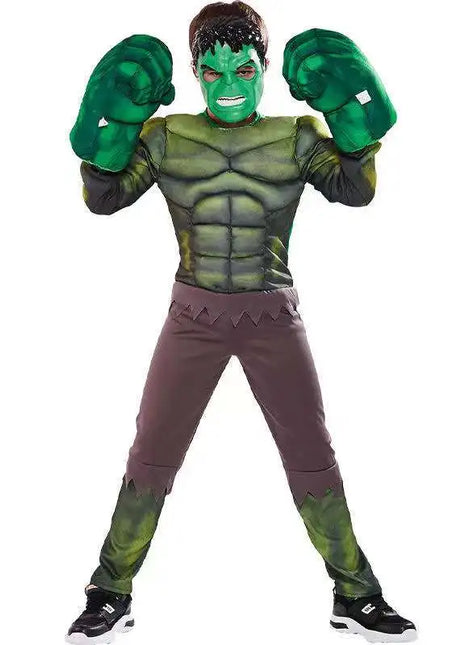 Nuovi ragazzi Hulk Costume da supereroe Hulk Cosplay Tuta muscolare Guanti Vestito Ragazze Costumi di carnevale di Halloween