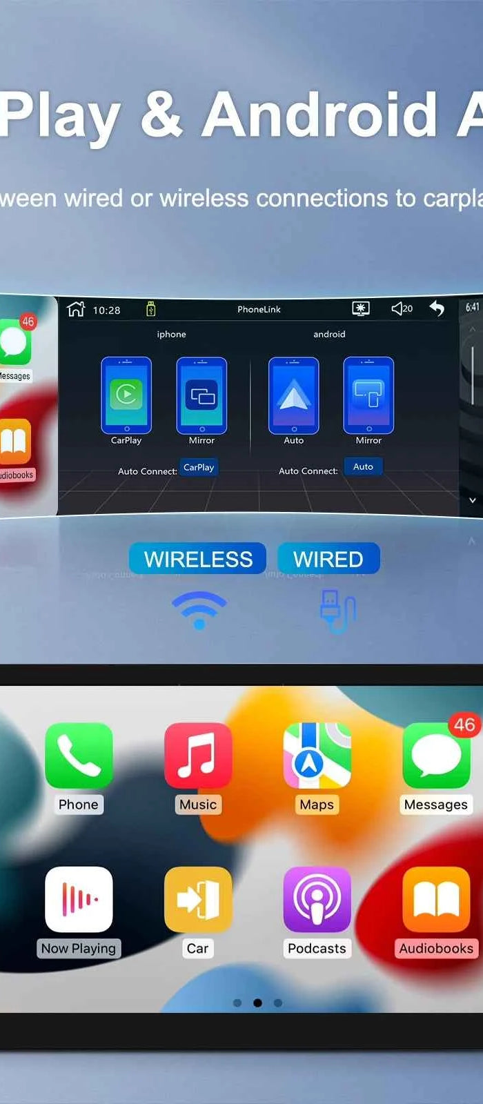Hikity 9'' Car Stereo Radio 1 Din Carplay Android auto autoradio with Bluetooth FM Radio Receiver Support Mirror Link USB