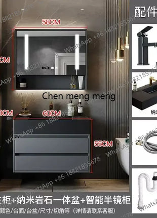 B567 Combinazione di mobili da bagno con cassetto lavabo integrato Rock Vanity Mobiletto da bagno intelligente Lavandino Lavabo Mobili