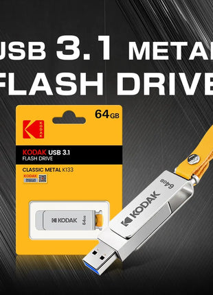 KODAK USB 3.1 Metal USB Flash Drive 64GB 128GB 256GB Pen Drive personalità creativa Car Music Gift PenDrive USB ad alta velocità