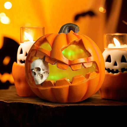 Halloween Pumpkin Lamp Pumpkin Skeleton Lights Halloween Sculpture Ornament Decoration Garden Outdoor Indoor Party Home Decor