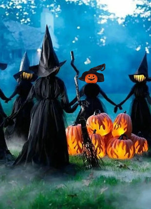 Halloween Outdoor Decoration Illuminated Holding Hands Sound Control Witch Witch for Outdoor Patio Lawn Garden Party Scary Decor - Riparo82