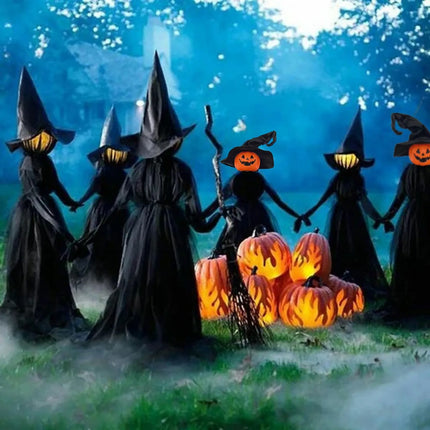 Halloween Outdoor Decoration Illuminated Holding Hands Sound Control Witch Witch for Outdoor Patio Lawn Garden Party Scary Decor
