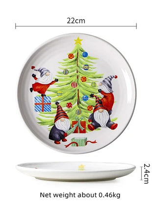 Set di piatti da pranzo in ceramica natalizia per uso domestico sottosmalto piatto rotondo Dim Sum sushi decorativo - riparo82