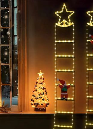 Luci per gradini a LED natalizie USB abbinate a la decorazione da arrampicata di Babbo Natale per pareti decorative interne, finestre, alberi di Natale