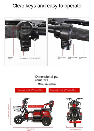 Electric Tricycle, Adult, Elderly, Leisure, Small-scale Home Transport for Children. - Riparo82