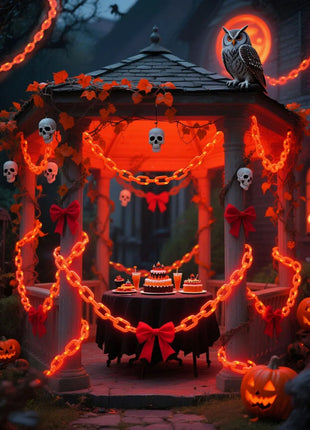 2/3M Halloween Plastic Chain Lights Props Chains with 8 Lighting Modes String Lights for Skeleton Dog Spooky Outdoor Decorations - Riparo82