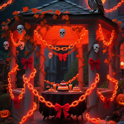 2/3M Halloween Plastic Chain Lights Props Chains with 8 Lighting Modes String Lights for Skeleton Dog Spooky Outdoor Decorations