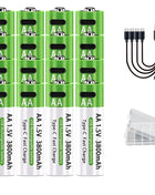 Batterie ricaricabili AA agli ioni di litio LIKEKALA Batterie ricaricabili USB agli ioni di litio 3800 mAh 1,5 V AA + cavo dati e scatola di immagazzinaggio - riparo82