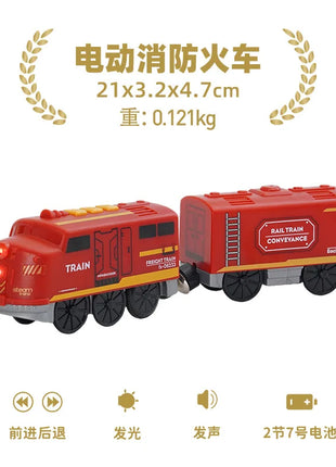 Set di treni elettrici Giocattoli Modello di treno Auto elettrica adatta per ferrovia in legno Pista del treno in legno Regalo di Natale per bambini