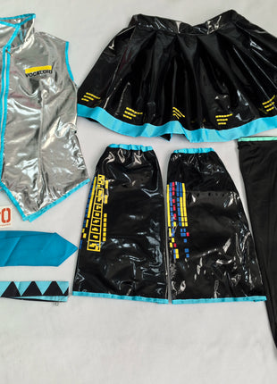 Miku Cosplay Set completo Abito in tessuto di pelle argento Miku Cosplay Copricapo Costume Outfit JK Abito da marinaio Uniforme scolastica Hallow