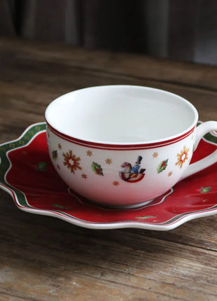 Tesoro tedesco Porcellana dura Giocattolo natalizio Joy Piatto piano multi-angolo Tazza di Natale Piattino Ciotola Candeliere - riparo82