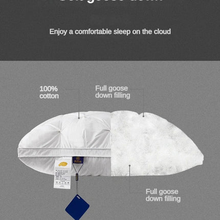 95% Goose Down Pillow White Cotton PillowCover Rectangle Bedroom Sleep 5-Star Hotel Pillow Low-Mid-high Pillows for Sleeping