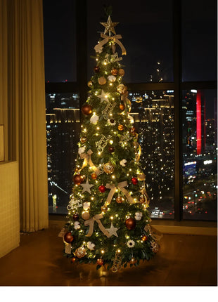Albero di Natale incandescente Decorazione per albero di Natale artificiale pieghevole Ornamento natalizio floccato per esposizione spaziosa del festival del centro commerciale