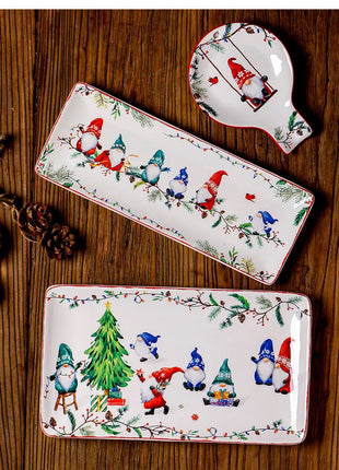 Piatto da pranzo in ceramica Goblin natalizio Piatti da dessert per bistecche di Babbo Natale Piatto da insalata per spaghetti Stoviglie per la decorazione della casa - riparo82