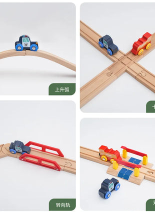 NUOVO Set di binari in legno Pacchetto di espansione per binari in legno di faggio Set di binari ferroviari adatti per tutte le marche Treni Giocattoli per regali per bambini