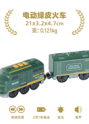 Set di treni elettrici Giocattoli Modello di treno Auto elettrica adatta per ferrovia in legno Pista del treno in legno Regalo di Natale per bambini