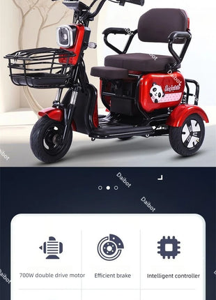 Mini Parent Child Electric Tricycle For Family With Foldable Child Seat 700W 48V 3 Wheels Electric Scooter For Adults Women - Riparo82