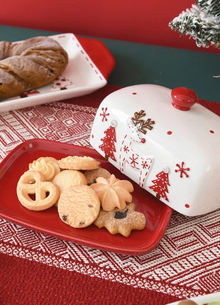 Set di piatti di Babbo Natale dipinti a mano nordici Set di stoviglie per tazze d'acqua con teiera sigillata in ceramica a rilievo rosso - riparo82