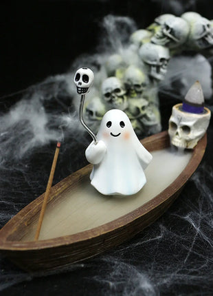 Halloween new resin ghost ship aromatherapy home desktop decoration ghost ship return incense rack burner - Riparo82