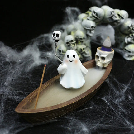 Halloween new resin ghost ship aromatherapy home desktop decoration ghost ship return incense rack burner