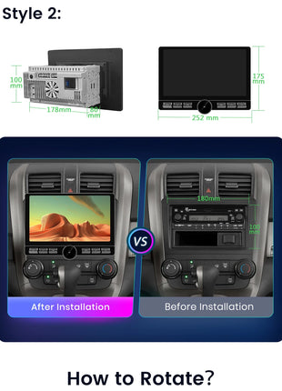 Junsun 10.6 Inch Universal Rotatable 1DIN 2DIN Car Radio Wireless CarPlay Android Auto Touch Screen Multimedia GPS autoradio - Riparo82