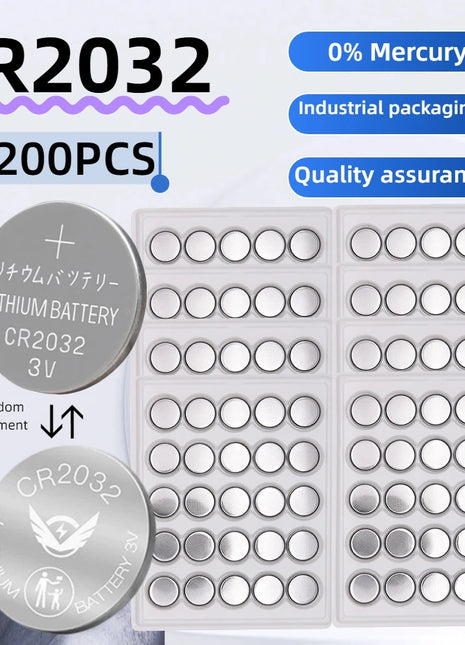 10-200PCS CR2032 CR 2032 Batteria a bottone DL2032 3V Batteria al litio per orologio giocattolo Calcolatrice Auto Pulsante di telecomando Pellicola a bottone